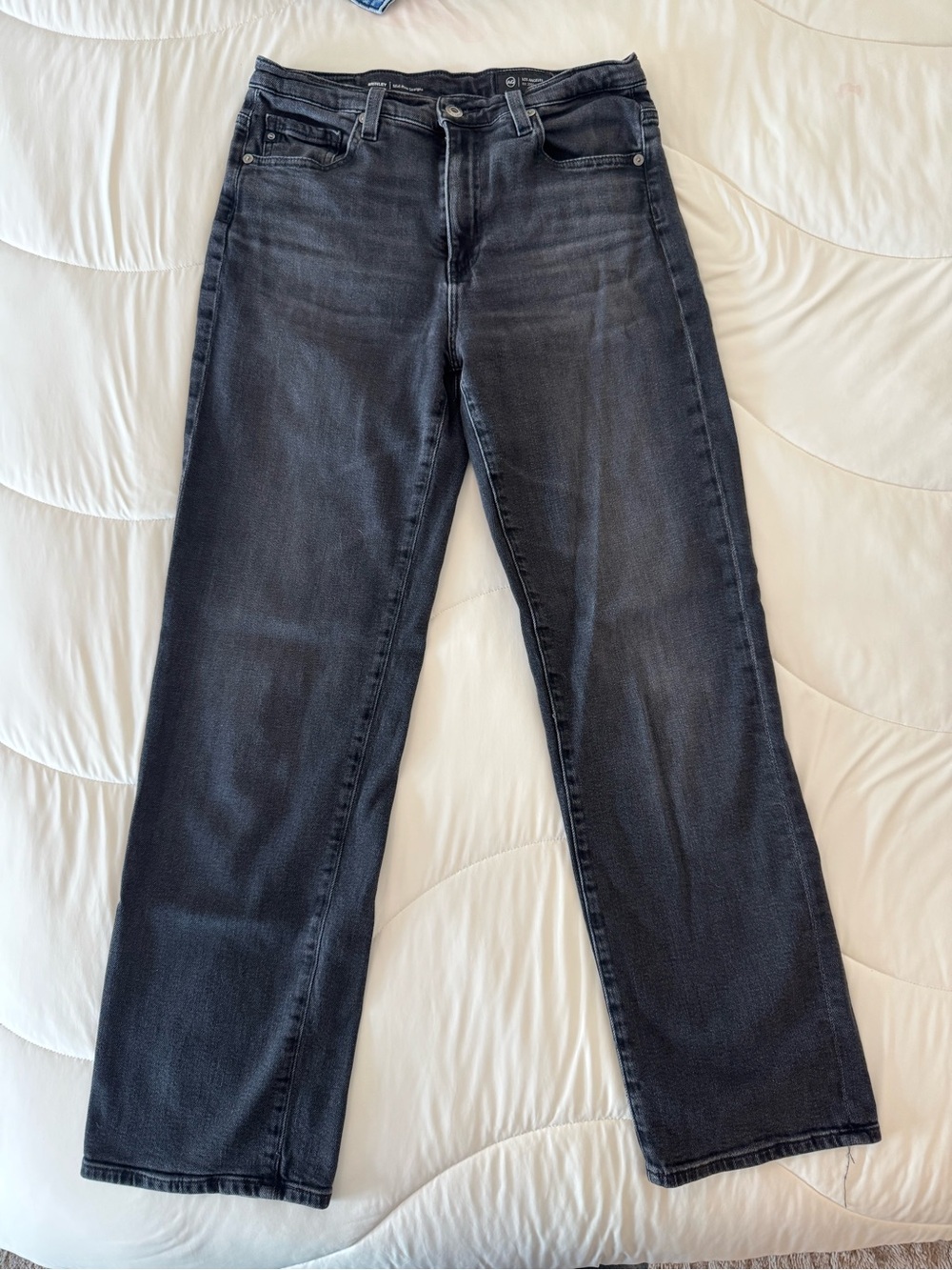 Ag Adriano Goldschmied Brinley Dark Grey Straight-Leg Jeans Size 27